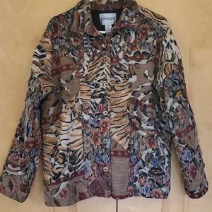 Chico's Multi Color Wearable Art Mixed Facric Jckt